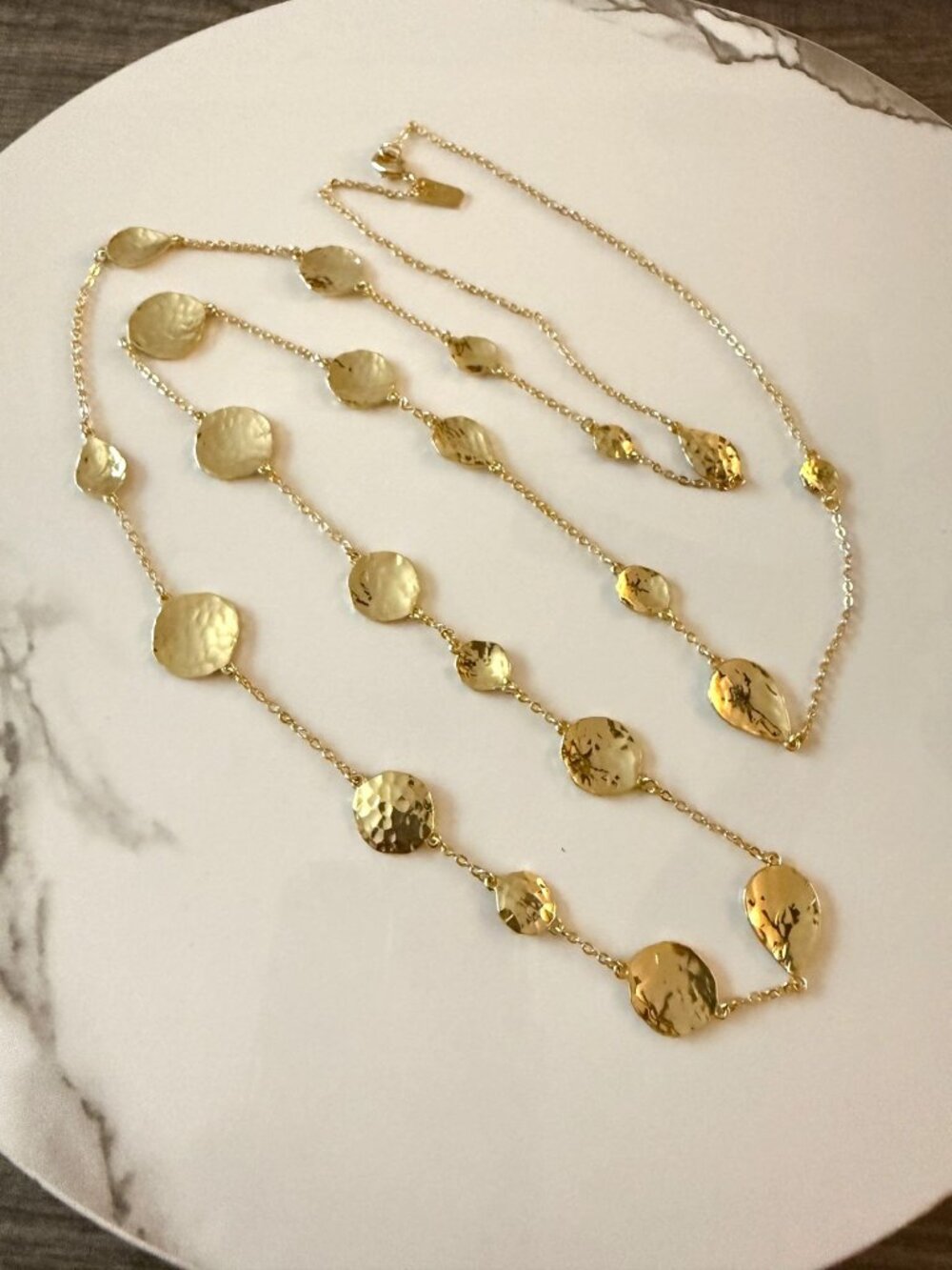 Melinda Maria Sabrina Gold-Tone Hammered Disc Necklace Adjustable Lightweight